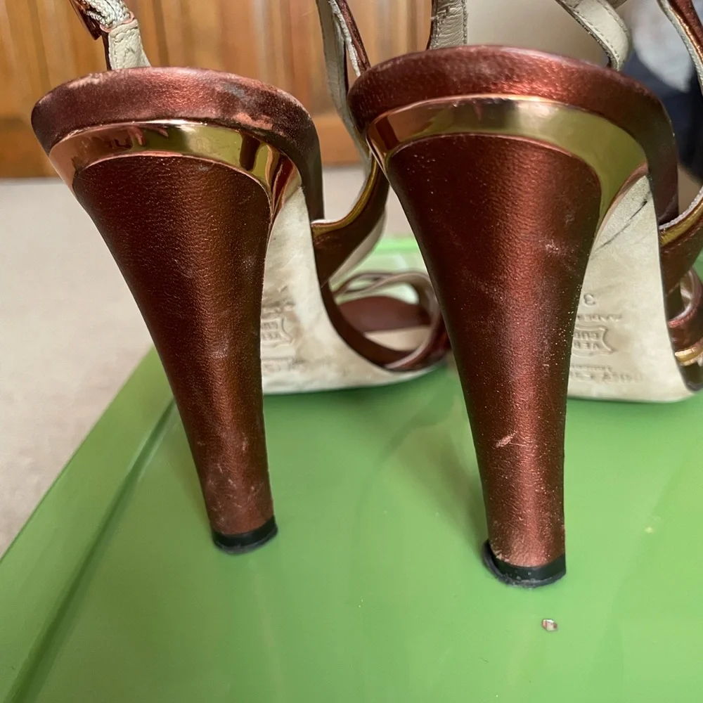 Jimmy Choo Women's Bronze Strappy Heels - Picture 3 of 4